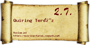 Quiring Teréz névjegykártya